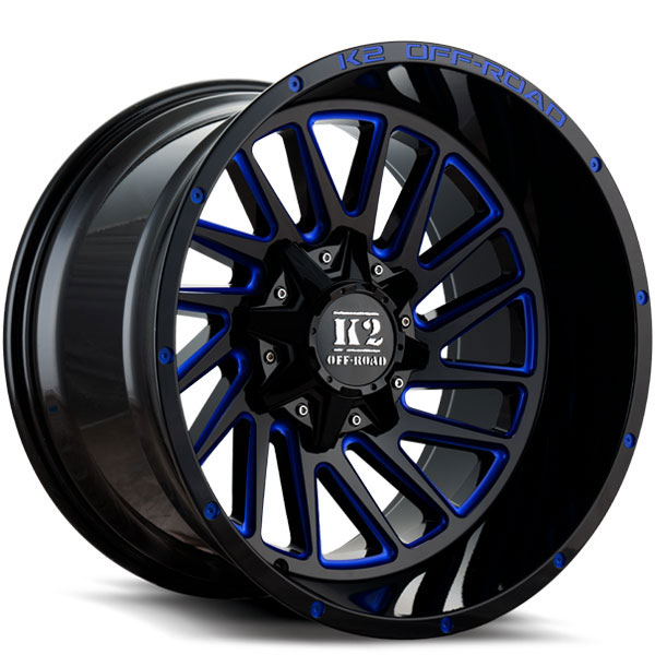 K2 OffRoad K17 Razorback Gloss Black with Blue Milled Spokes